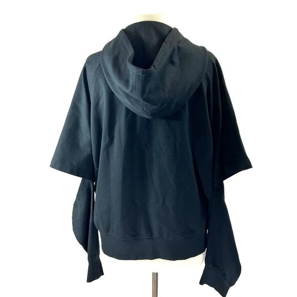 Nicopanda Jacket Women M Black Hoodie Zipper Knit Avant-garde Open Elbow Cutout - Picture 3 of 13